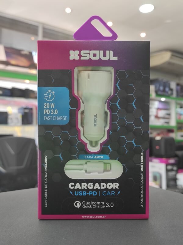 Cargador Auto Lightning Soul USB-PD 20W