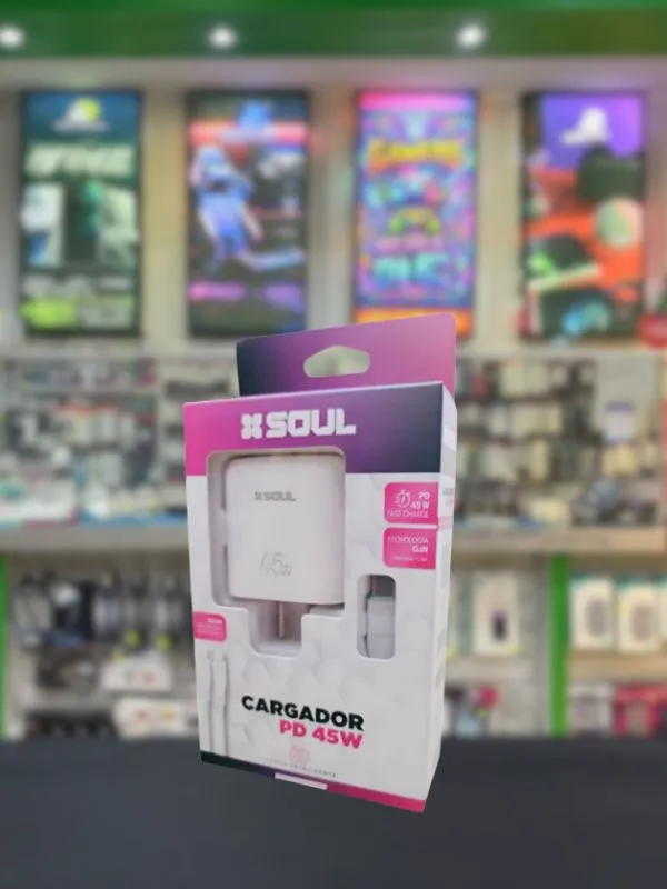 Cargador iPhone SOUL con cable C/lightning y base USB + C 45W