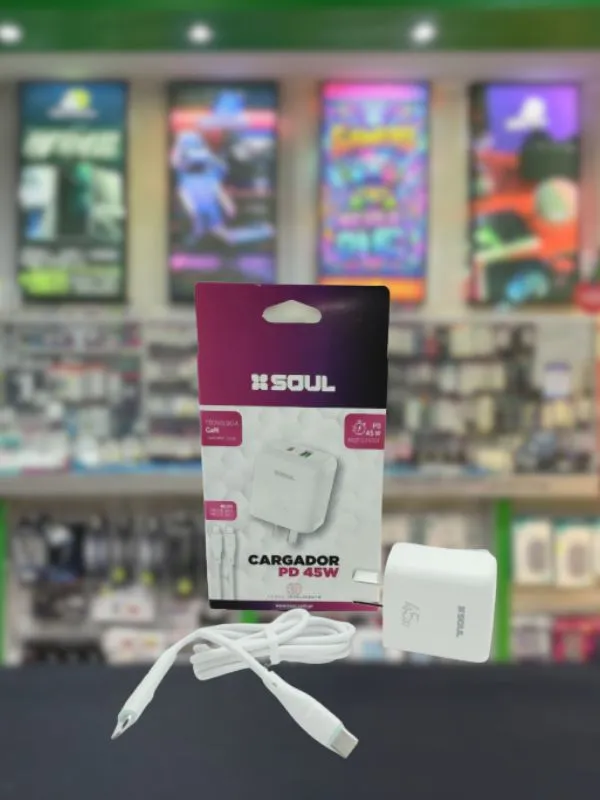 Cargador tipo C SOUL con cable C a C y base USB + C 45W