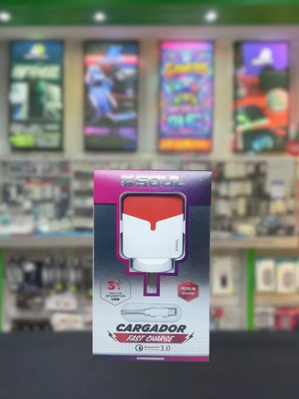 Cargador iPhone SOUL con cable USB A Lightning y base con 3 USB 3.0