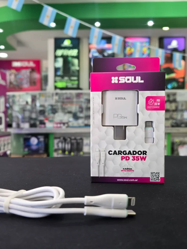 Cargador Completo Soul PD 35w Base + Cable tipo c a lightning