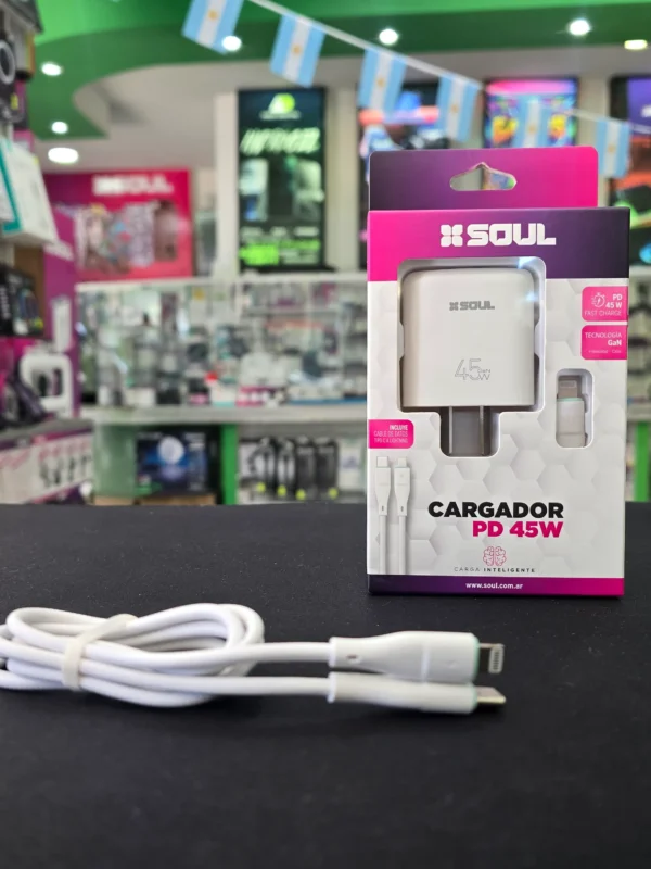 Cargador Completo Soul PD 45w Base + Cable tipo c a lightning