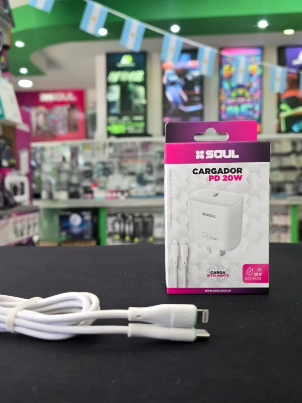 Cargador Completo Soul PD 20w Base + Cable tipo c a lightning