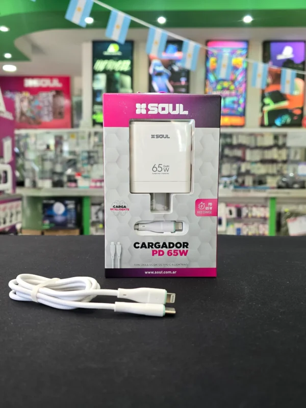 Cargador Completo Soul  PD 65w Base + Cable tipo c a lightning