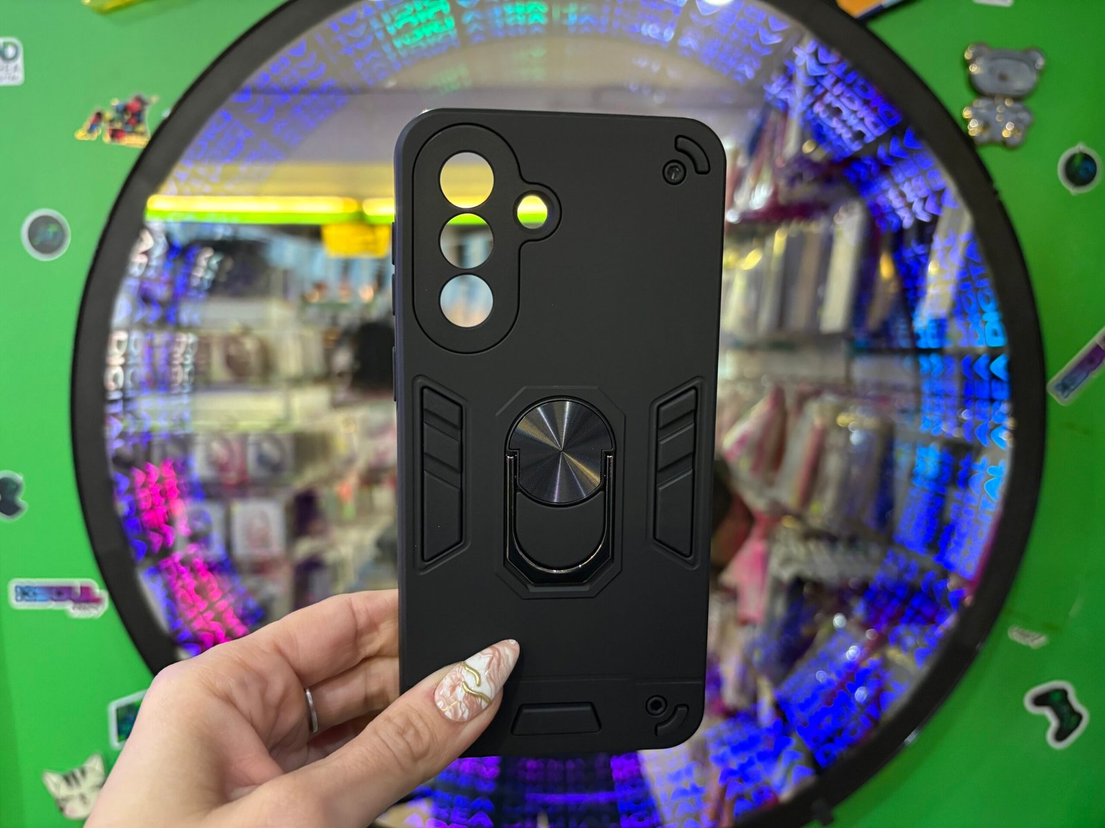 Funda Samsung A57 Armor, vista del anillo y la cámara
