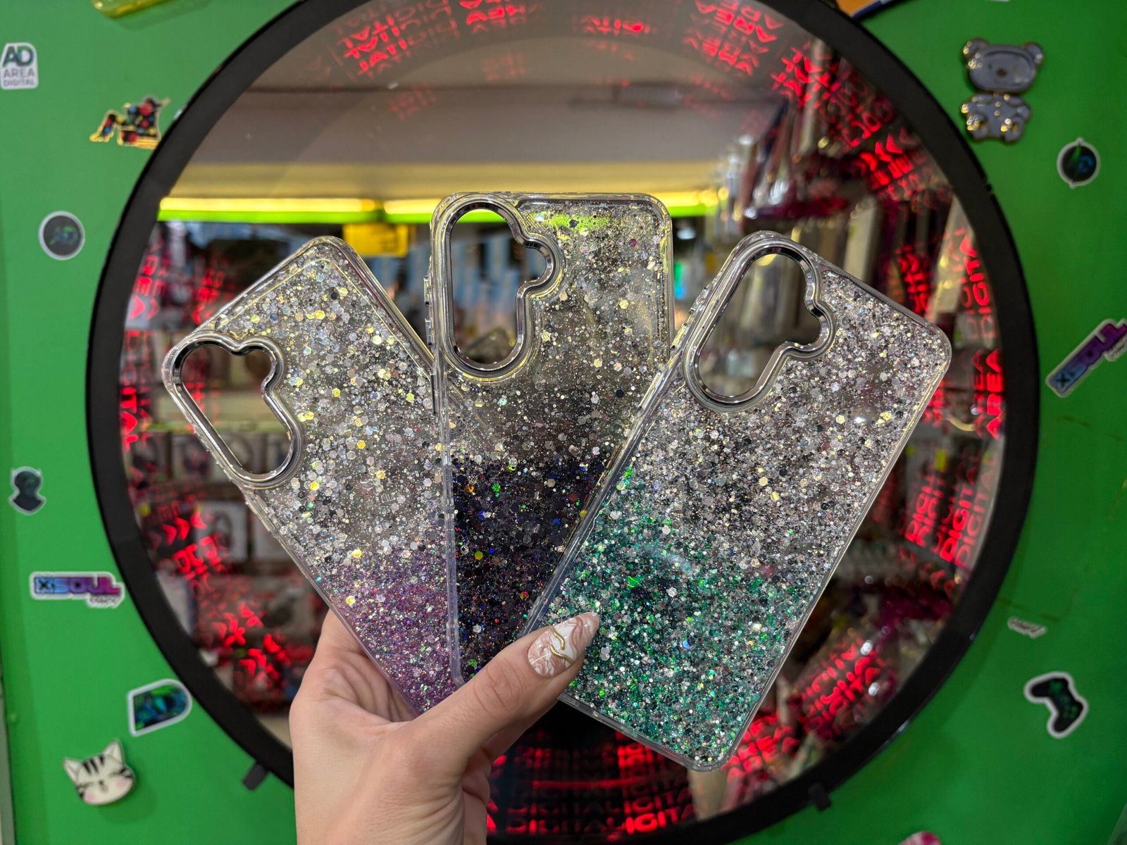 Funda Samsung A57 con brillos degradé reforzada