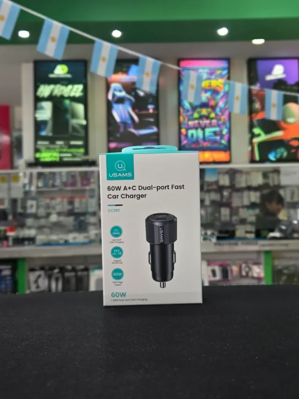 Cargador para Auto Usams 60W A+C Dual-Port Fast Charger