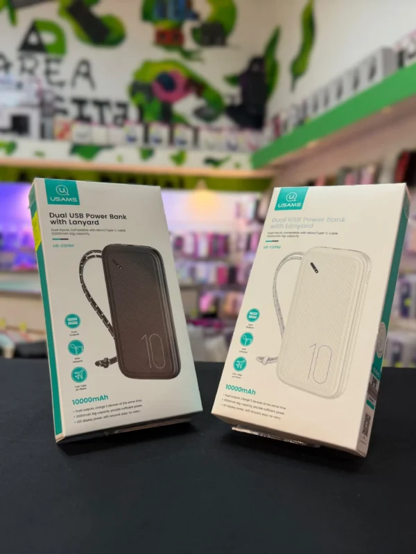 Cargador Portátil Power Bank USAMS 10.000 mAh con Cordón (US-CD150)