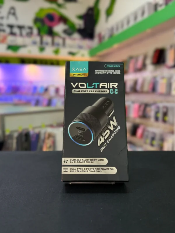 Cargador de Auto Ultra Rápido XAEA Voltair 45W Dual Type-C (MODE-0004)