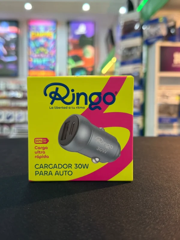 Cargador para Auto Ultra Rápido Ringo 30W (Doble Puerto USB + USB-C)