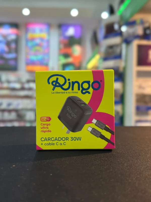 Cargador Ultra Rápido Ringo 30W + Cable Tipo-C a Tipo-C