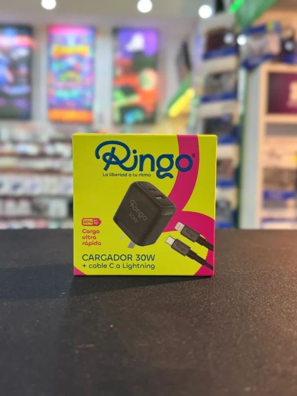 Cargador Ultra Rápido Ringo 30W + Cable Tipo C a Lightning para iPhone