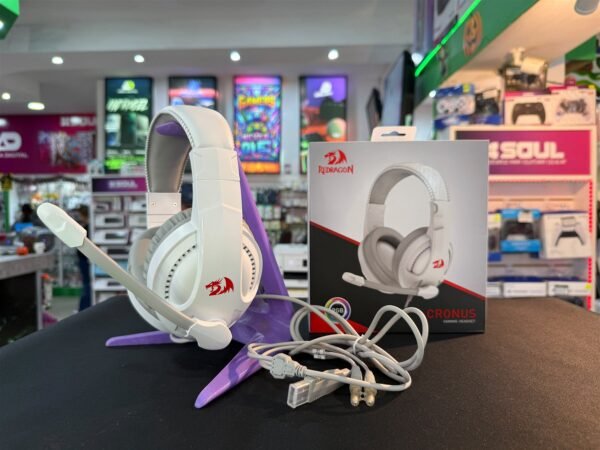 Auriculares cronus blancos H211W junto a su caja