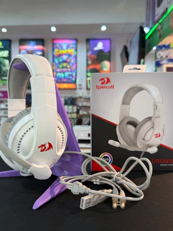 Auriculares cronus blancos H211W junto a su caja