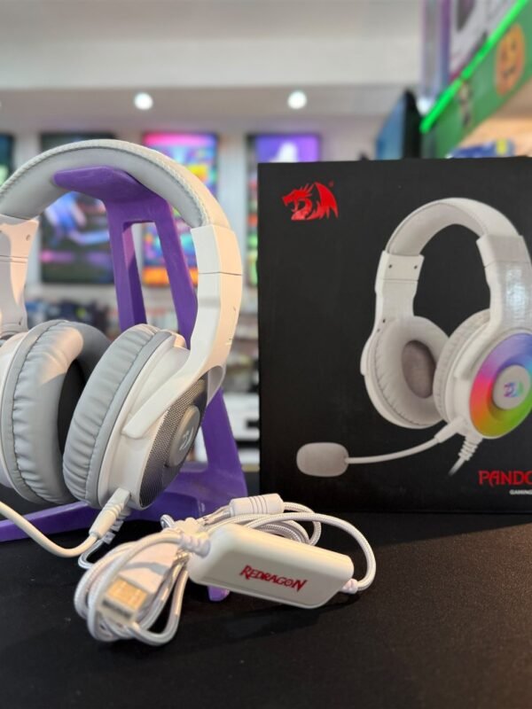 Auriculares redragon pandora H350W-RGB junto a su caja