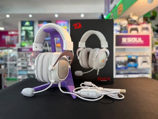 Auriculares redragon zeus x H510W-RGB junto a su caja